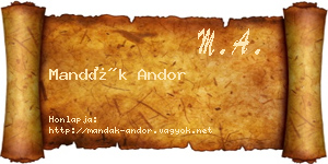 Mandák Andor névjegykártya
